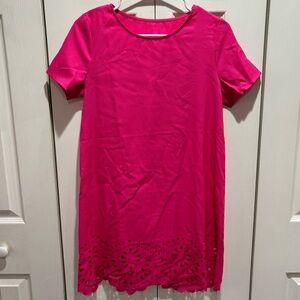SHEIN Women’s Pink Flowy Floral Cut Out Tee T Shirt Dress - size S